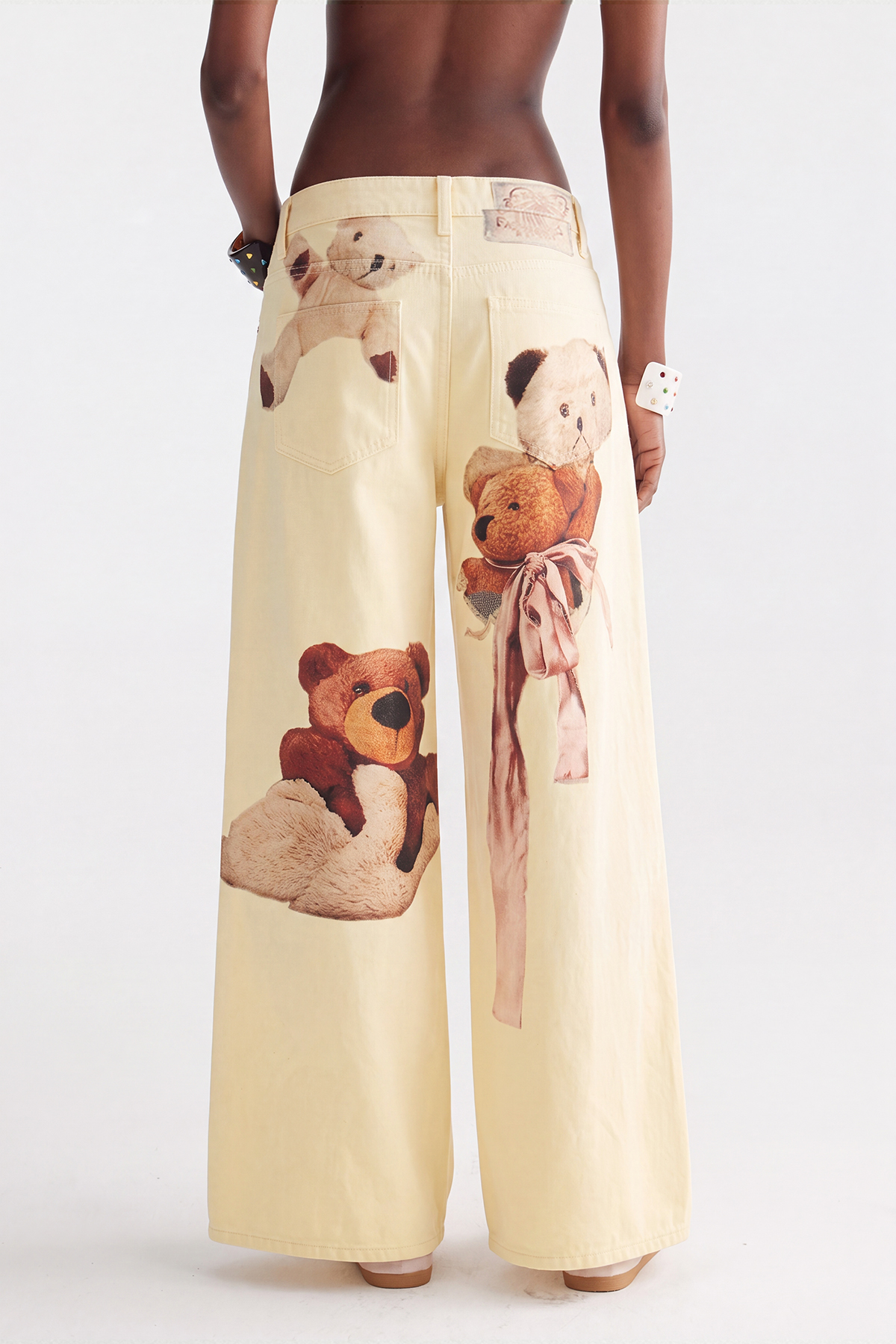 Dmitar Print Barrel Jeans In Yellow