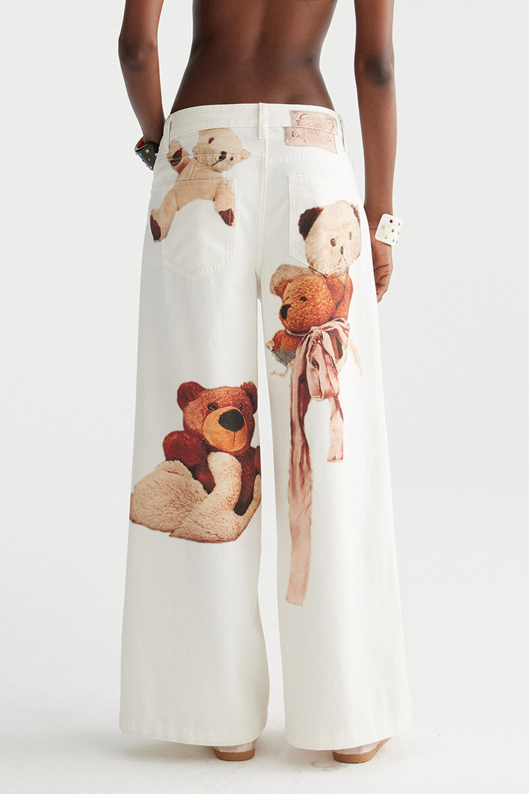 Dmitar Print Barrel Jeans In White
