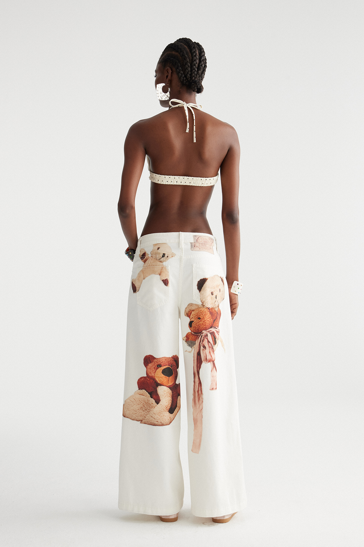 Dmitar Print Barrel Jeans In White