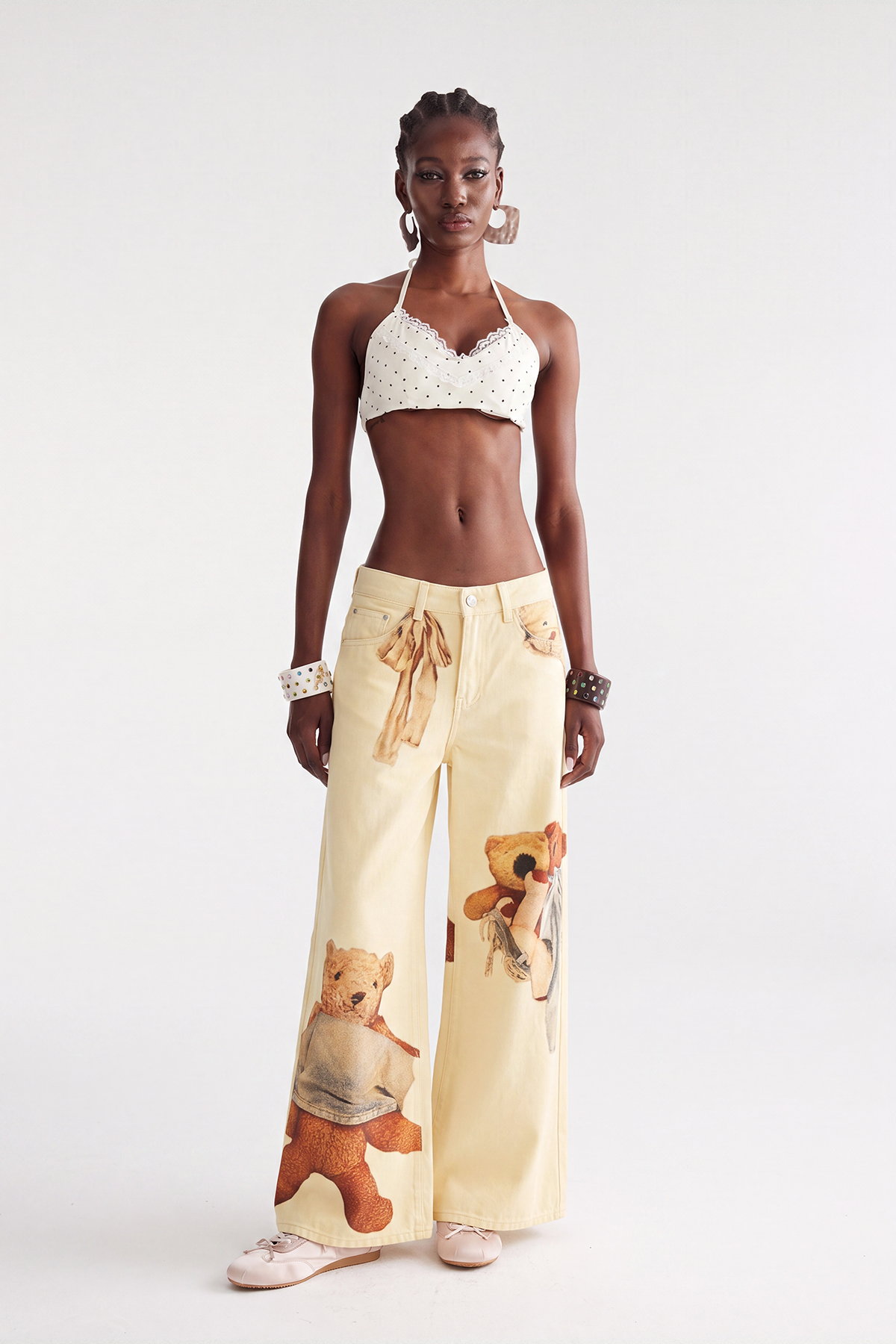 Dmitar Print Barrel Jeans In Yellow