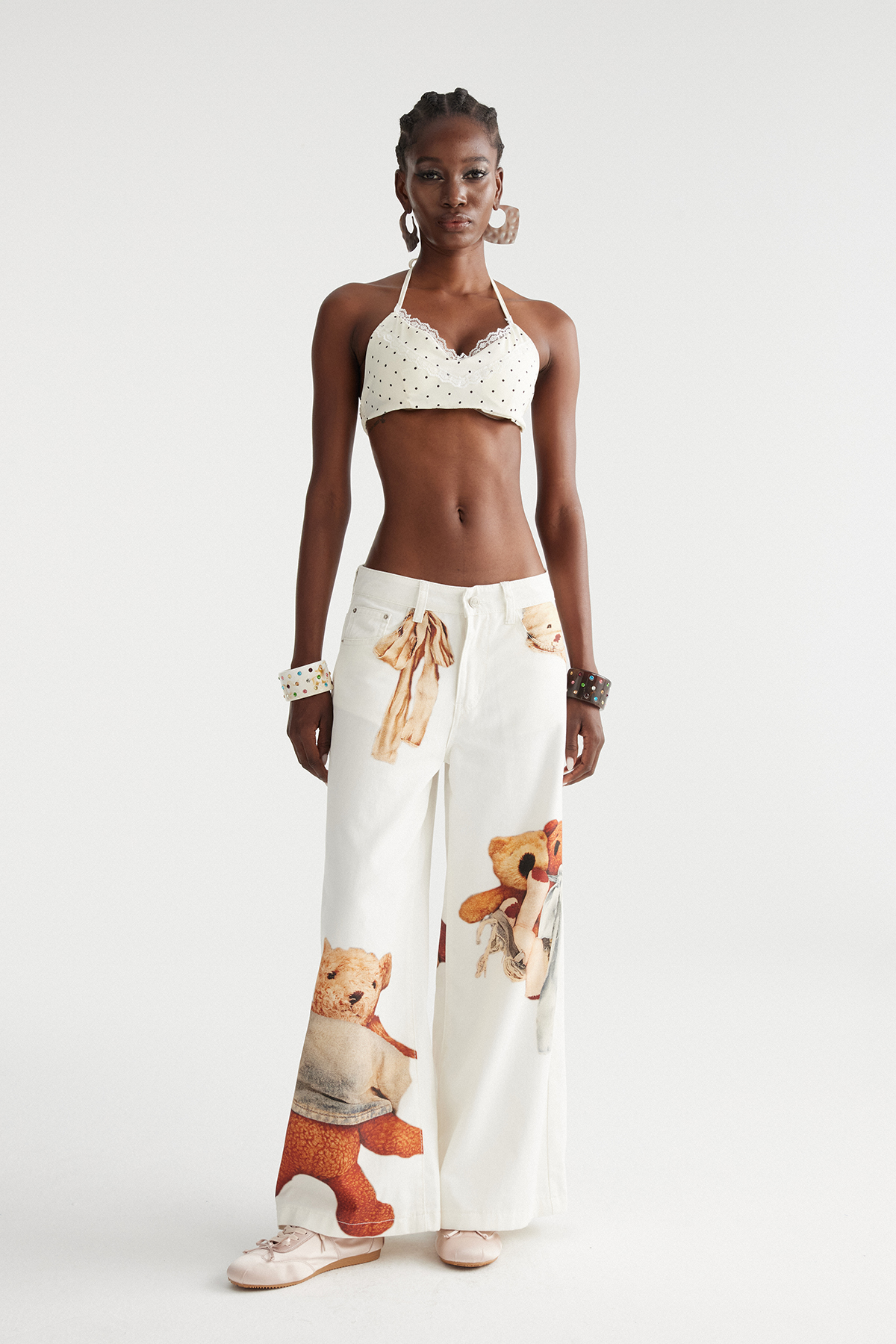 Dmitar Print Barrel Jeans In White