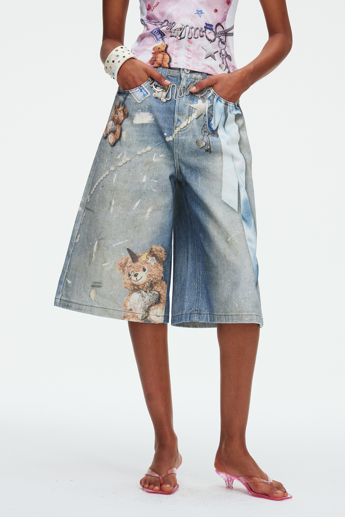 Dmitar Splattered Capri Jeans