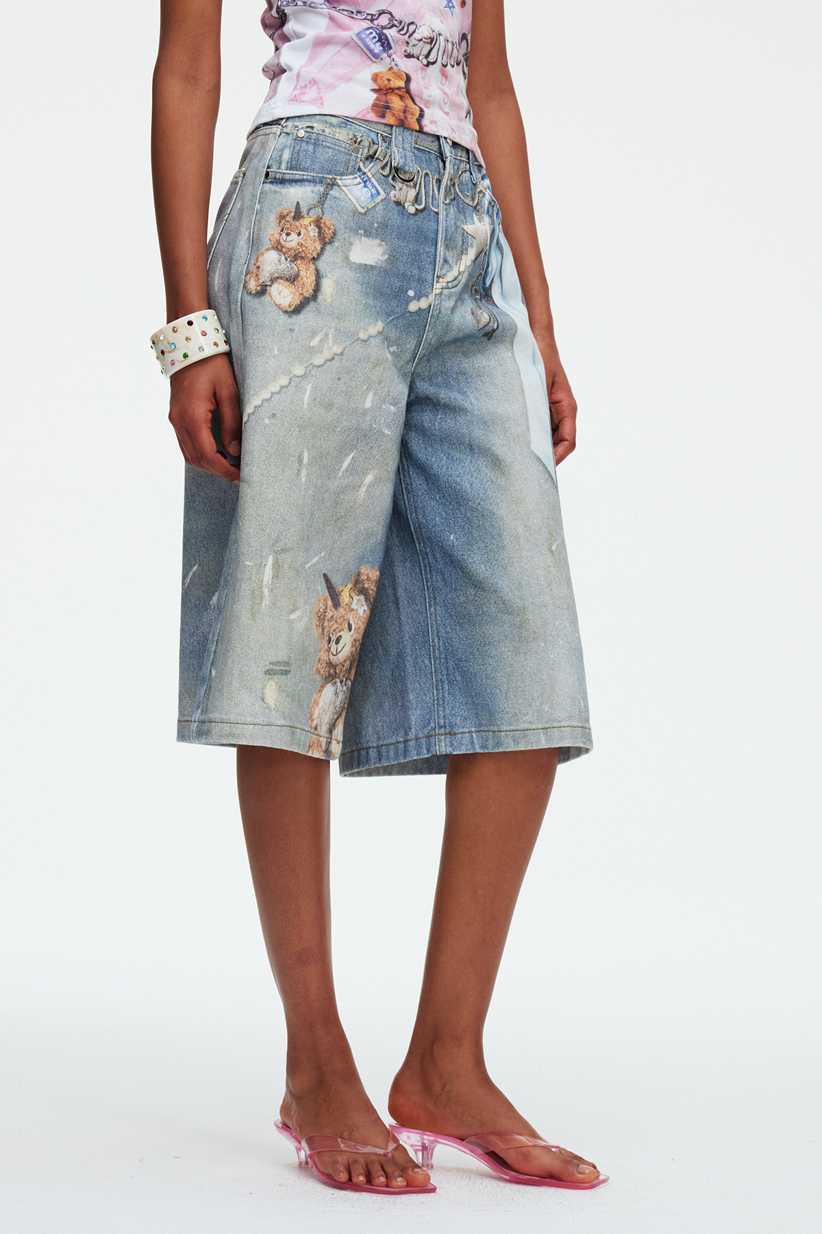 Dmitar Splattered Capri Jeans