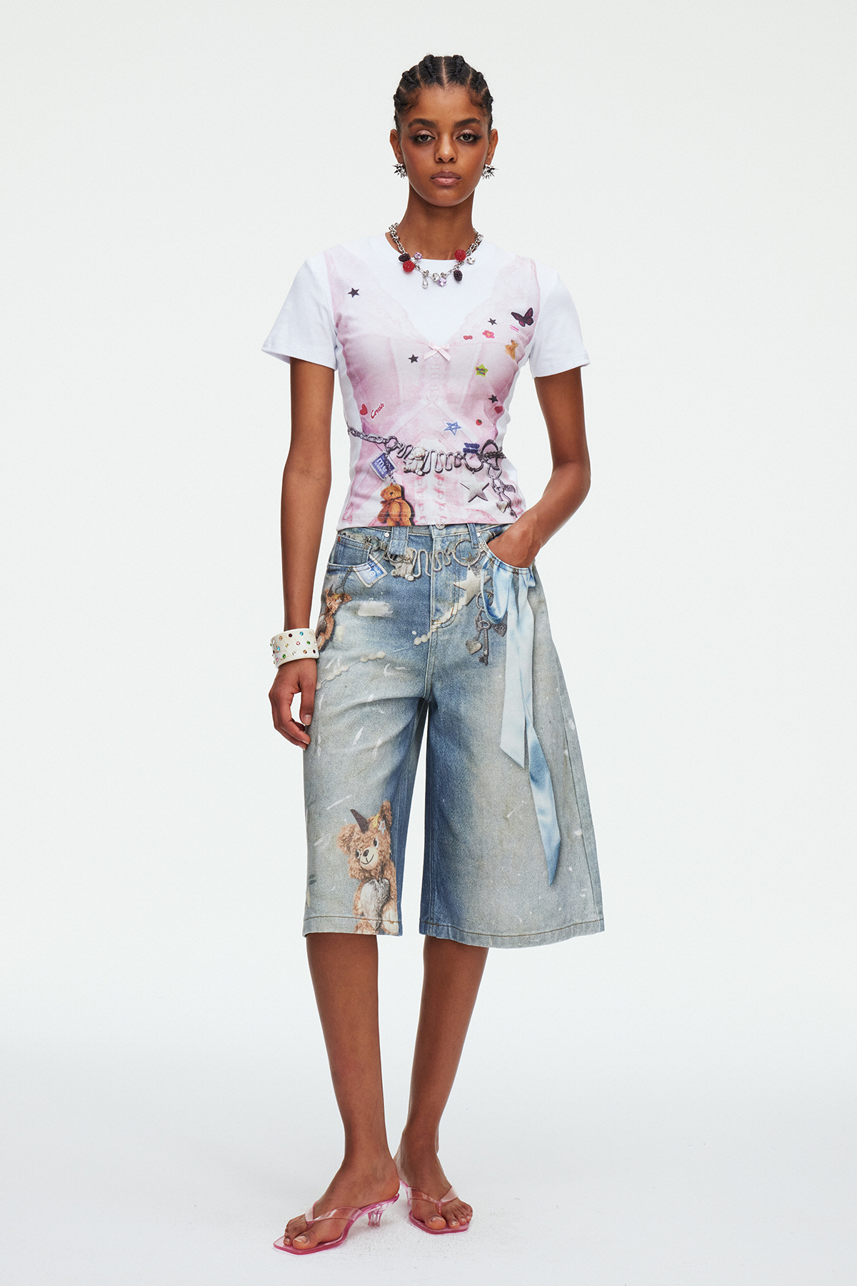 Dmitar Splattered Capri Jeans