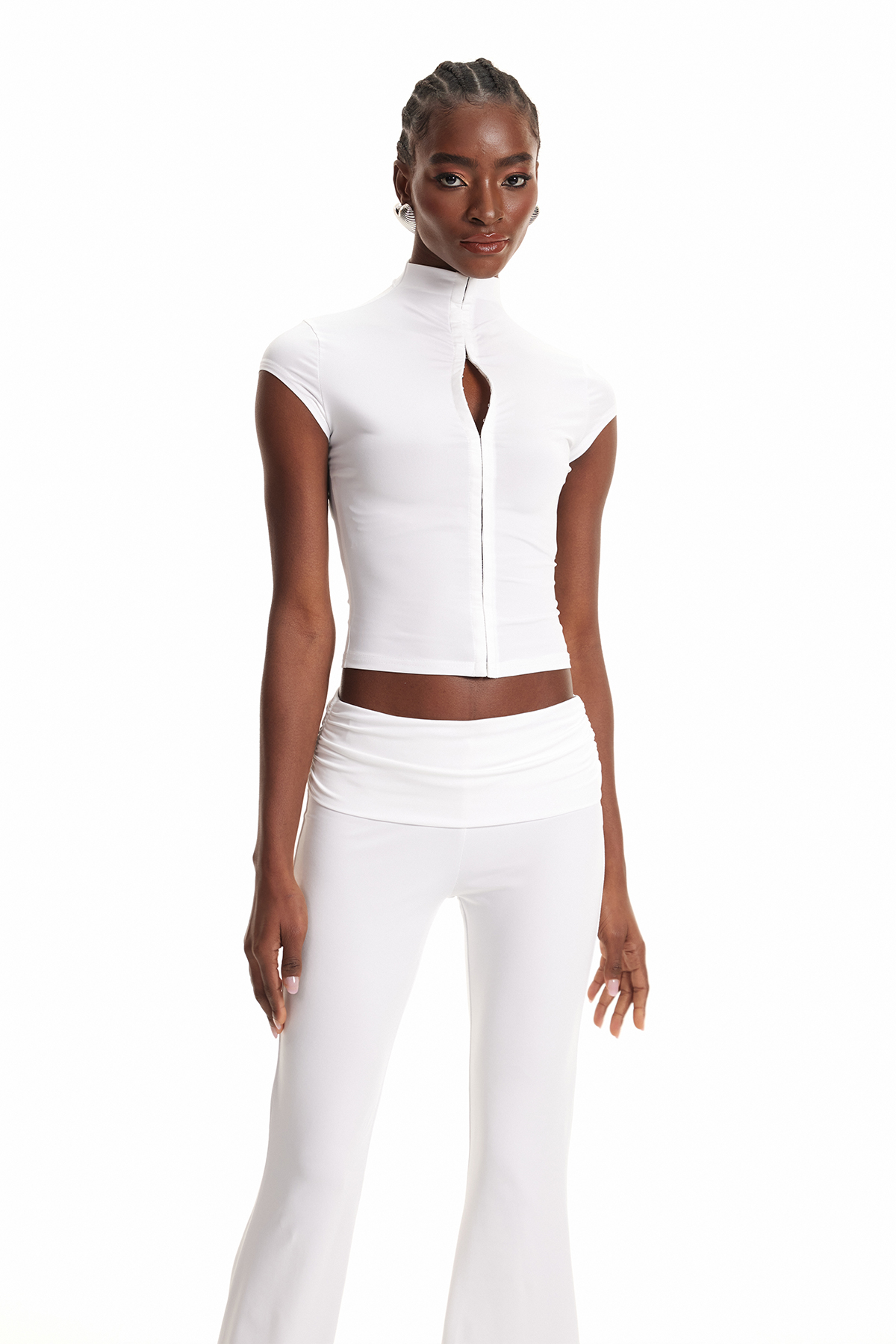 Dobromila Bodycon Hook Pants Set In White