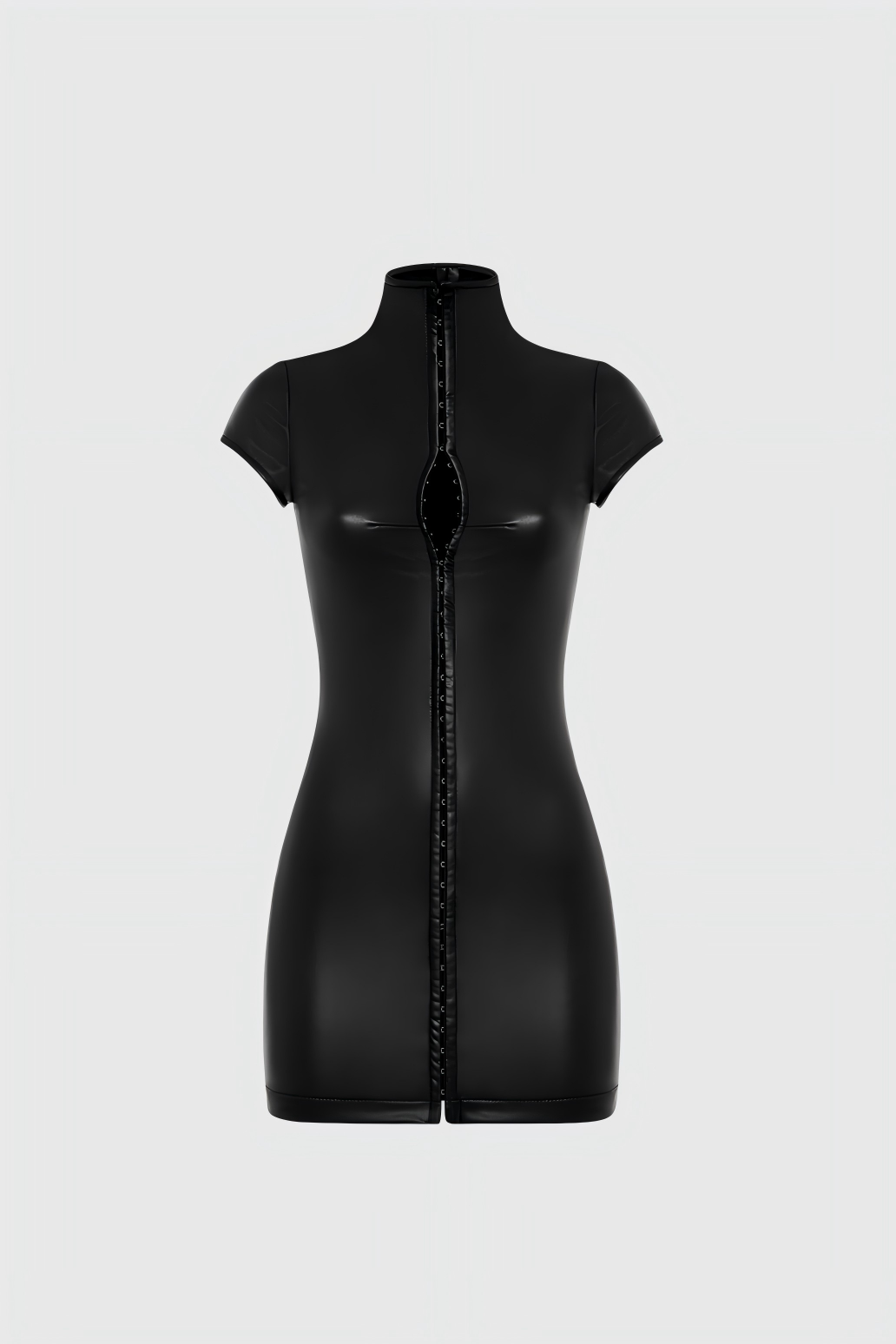 Dobromila Faux Leather Hook Mini Dress