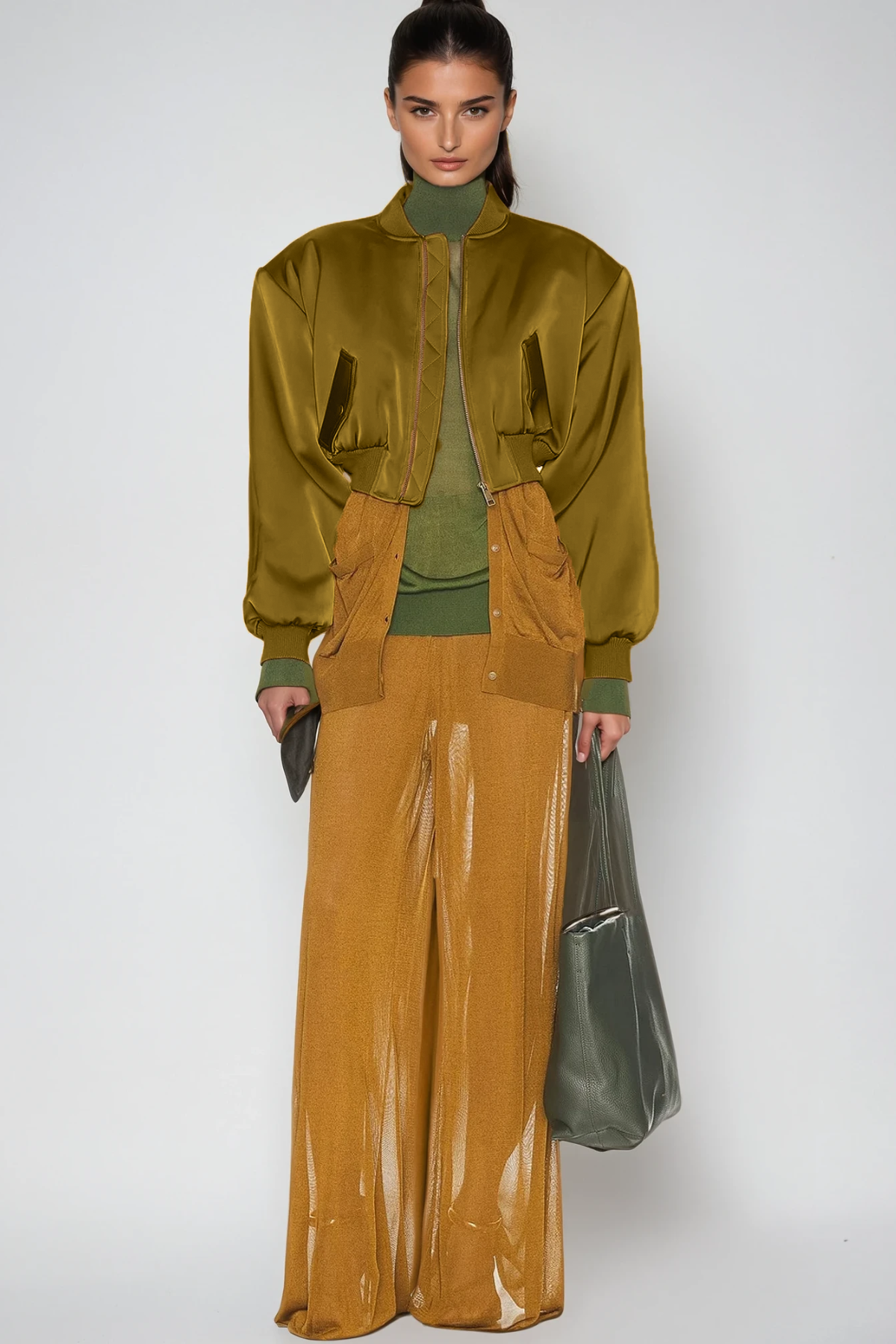 Doireann Crop Satin Jacket In Yellow