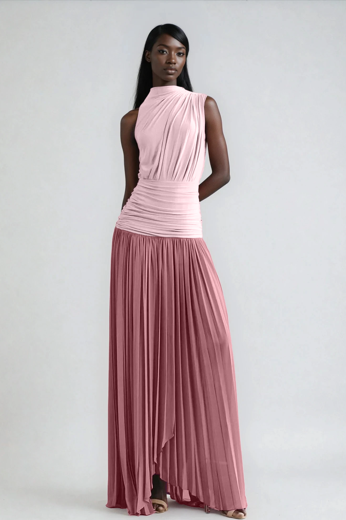 Domhnall Asymmetric Ruch  Maxi Dress