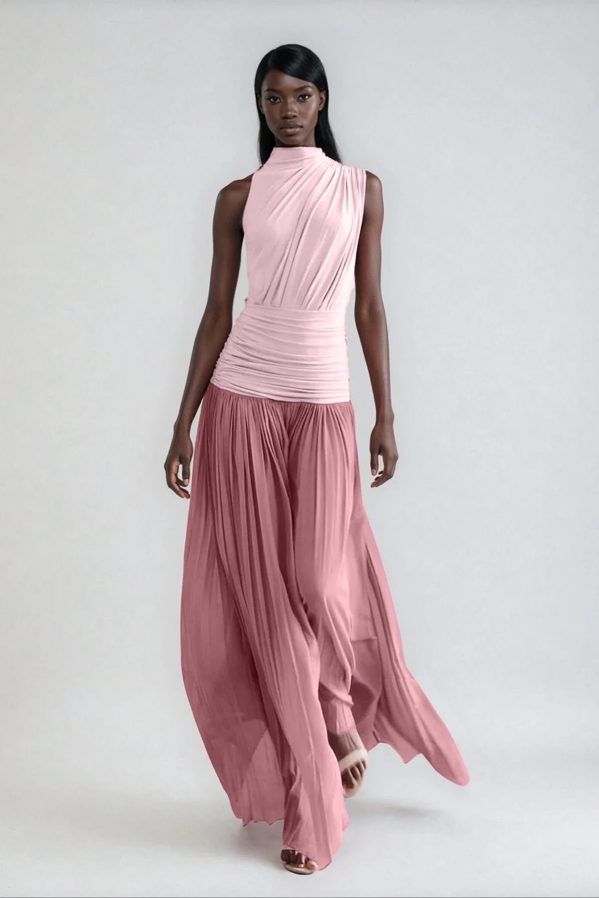 Domhnall Asymmetric Ruch  Maxi Dress