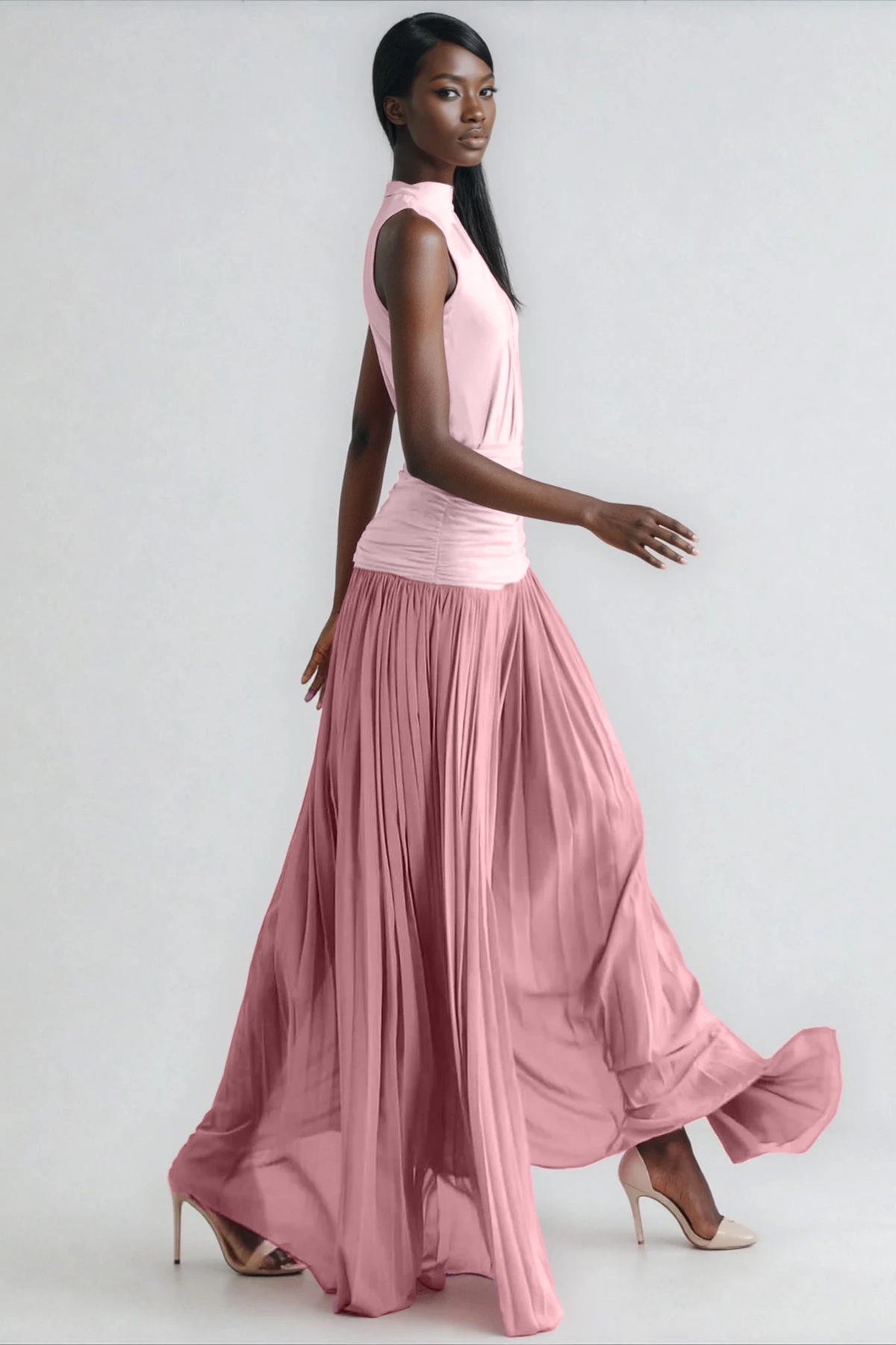 Domhnall Asymmetric Ruch  Maxi Dress