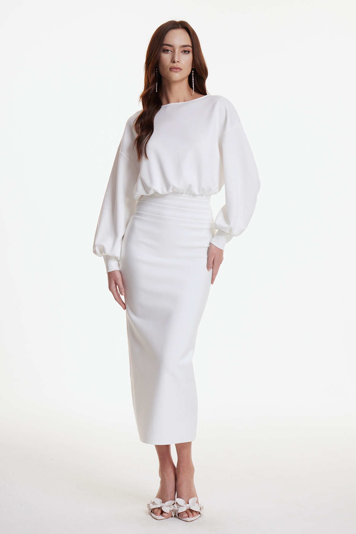 Dominic Balloon Sleeve Bodycon Maxi Dress