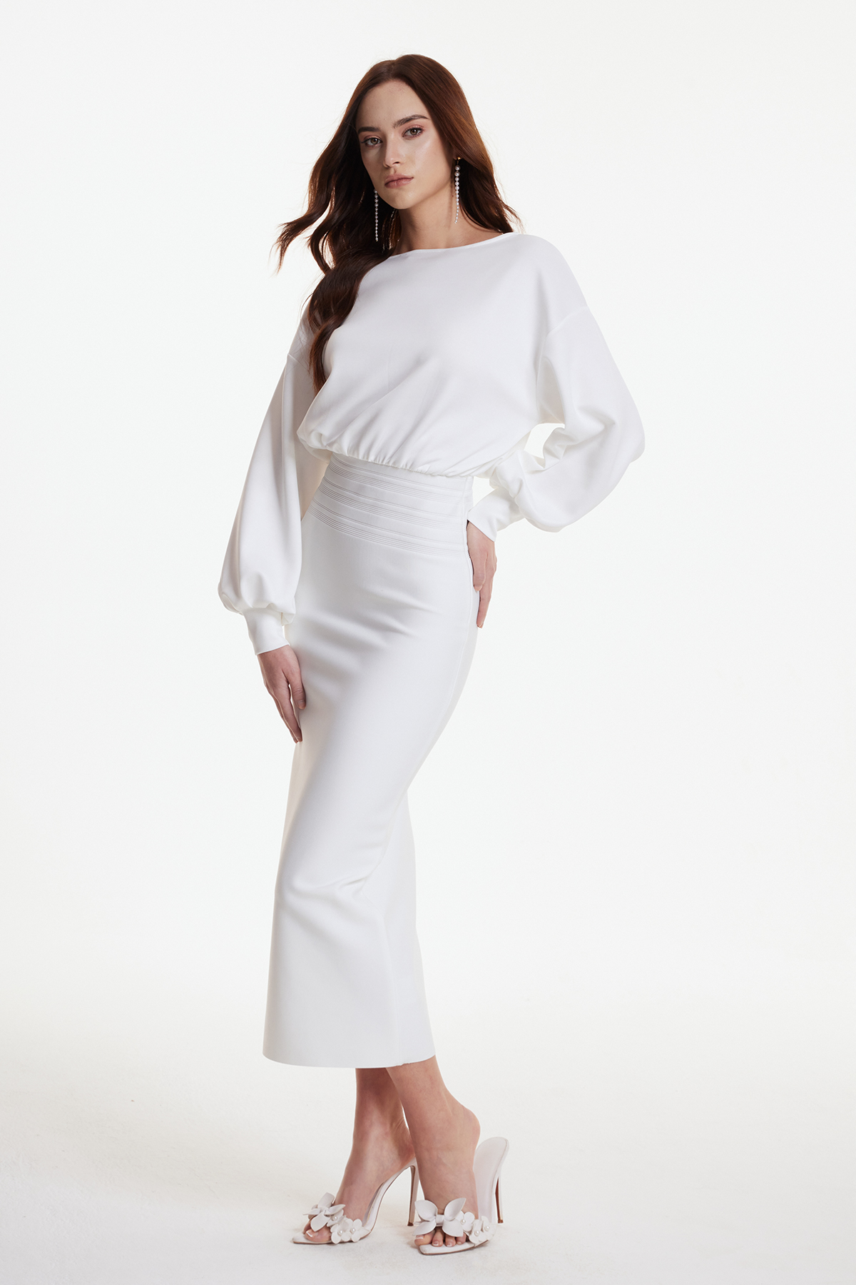 Dominic Balloon Sleeve Bodycon Maxi Dress