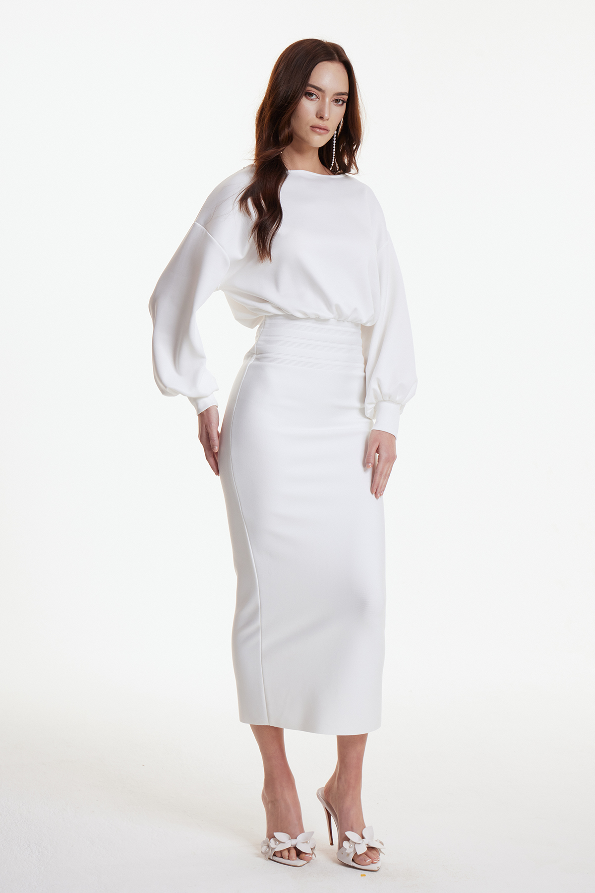 Dominic Balloon Sleeve Bodycon Maxi Dress