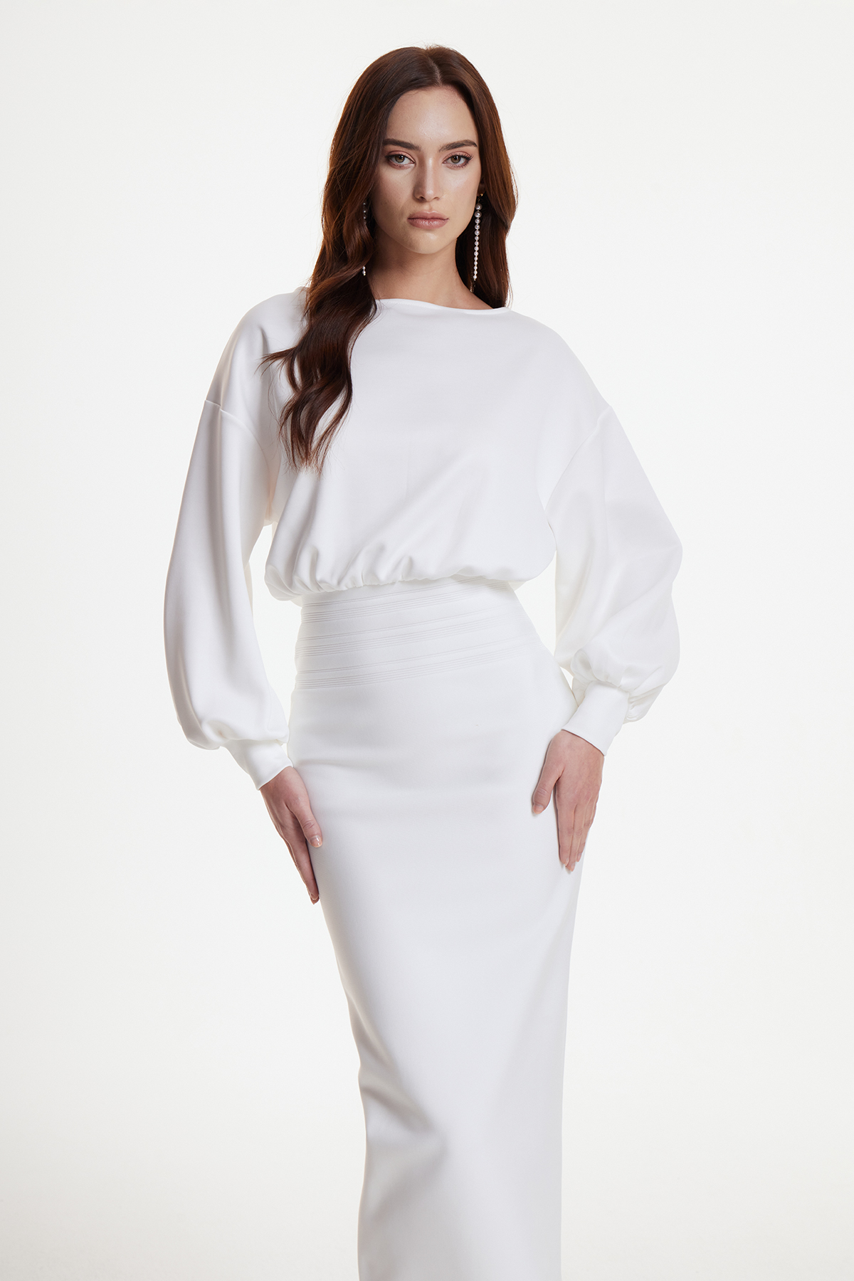 Dominic Balloon Sleeve Bodycon Maxi Dress