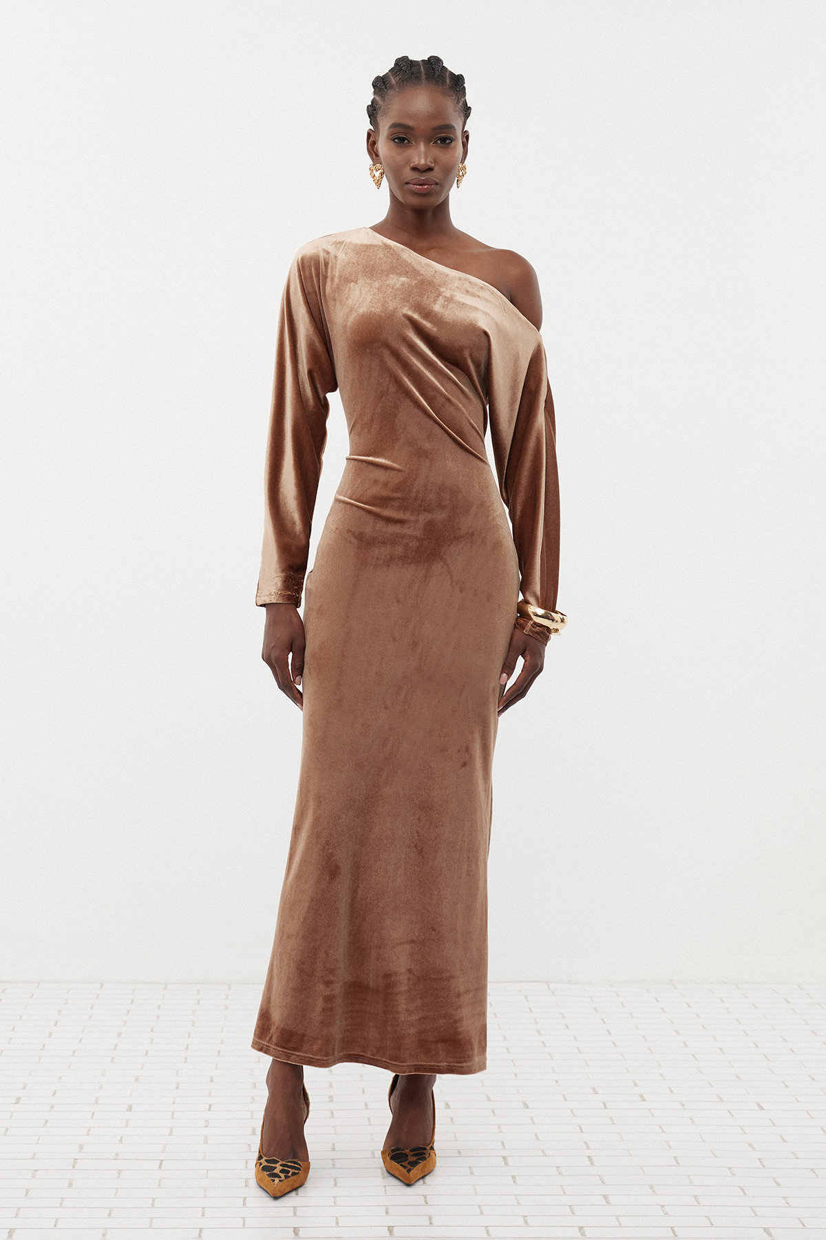 Dominic One Shoulder Velvet Maxi Dress