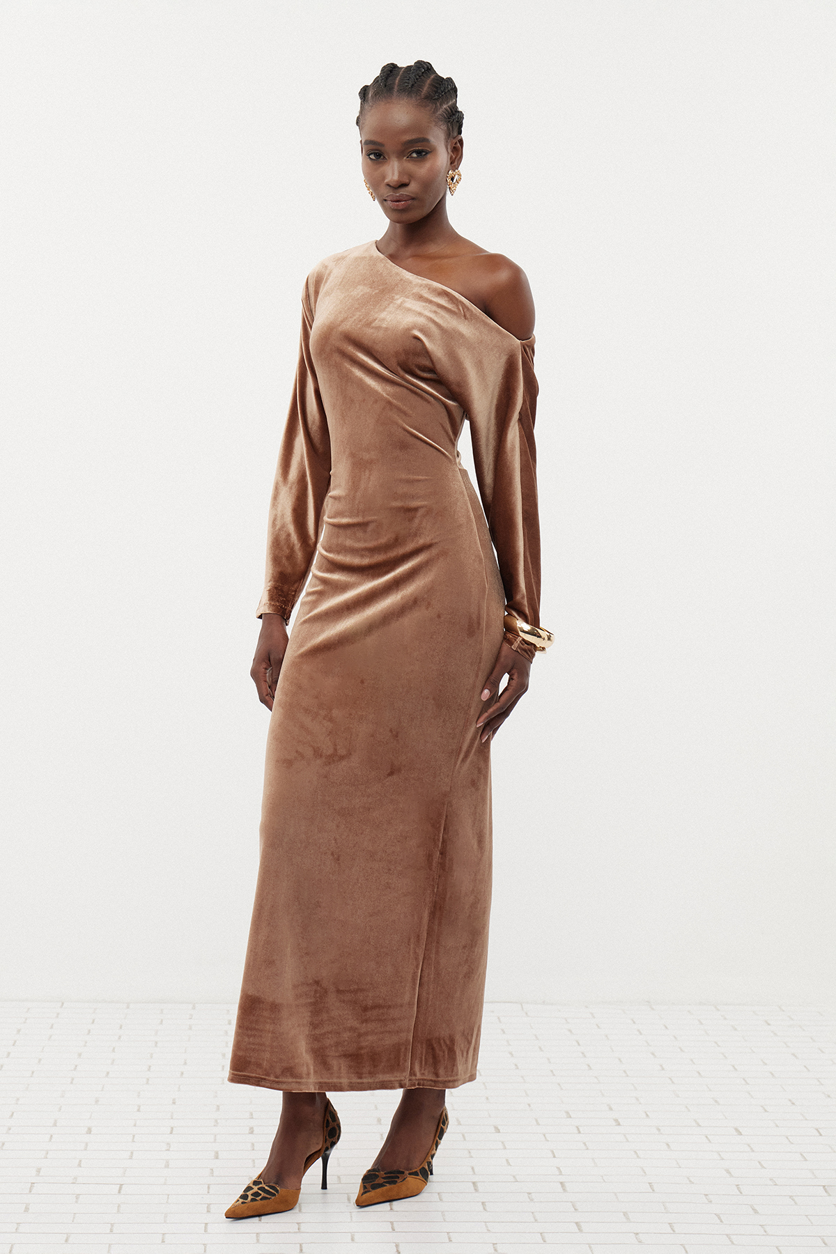 Dominic One Shoulder Velvet Maxi Dress
