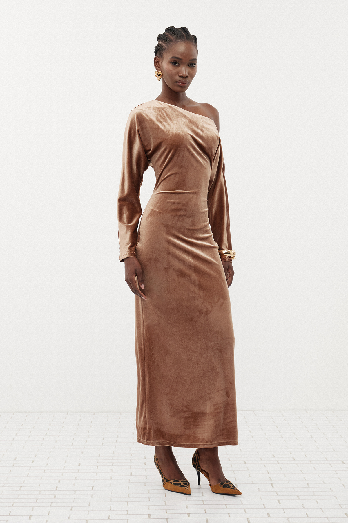 Dominic One Shoulder Velvet Maxi Dress