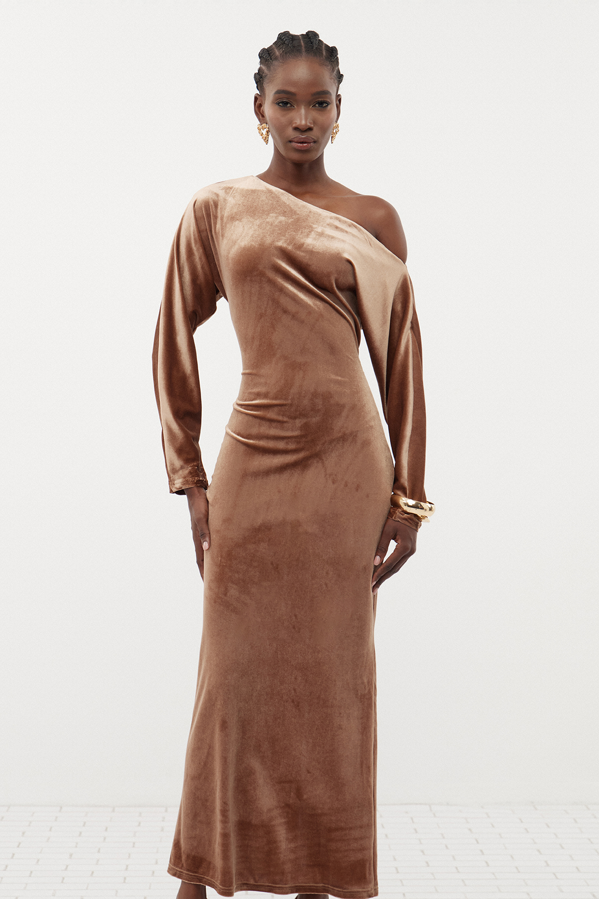 Dominic One Shoulder Velvet Maxi Dress