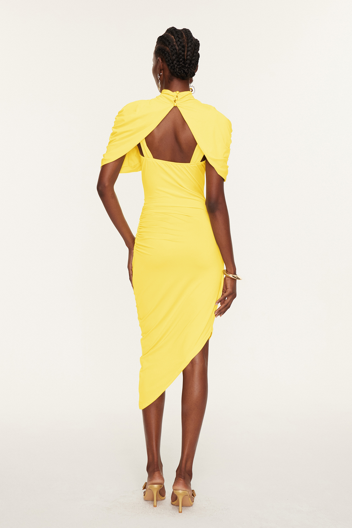 Dominika Asymmetric Bodycon Shawl Midi Dress