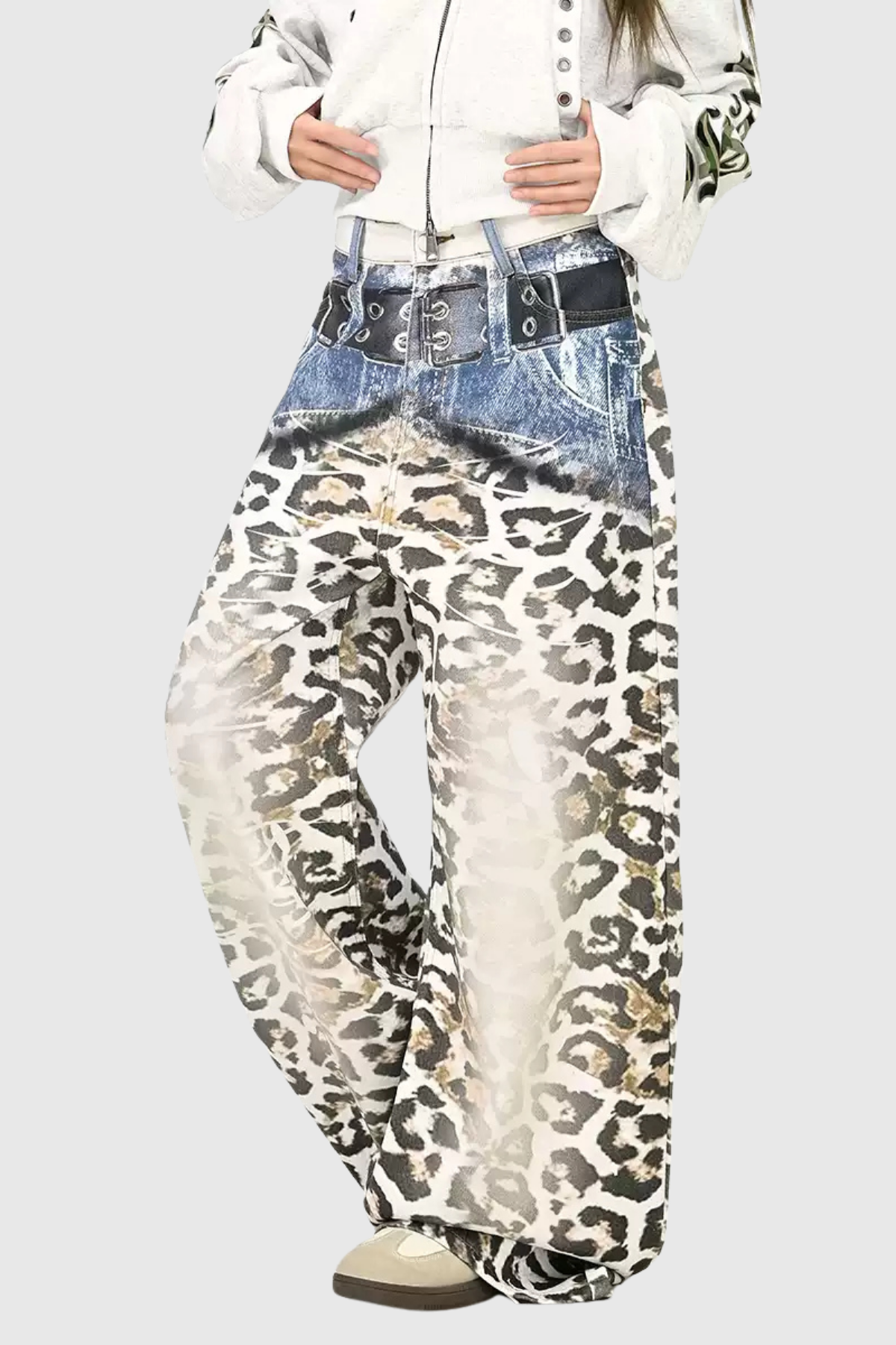 Donncha Deconstruct Leopard Barrel Jeans