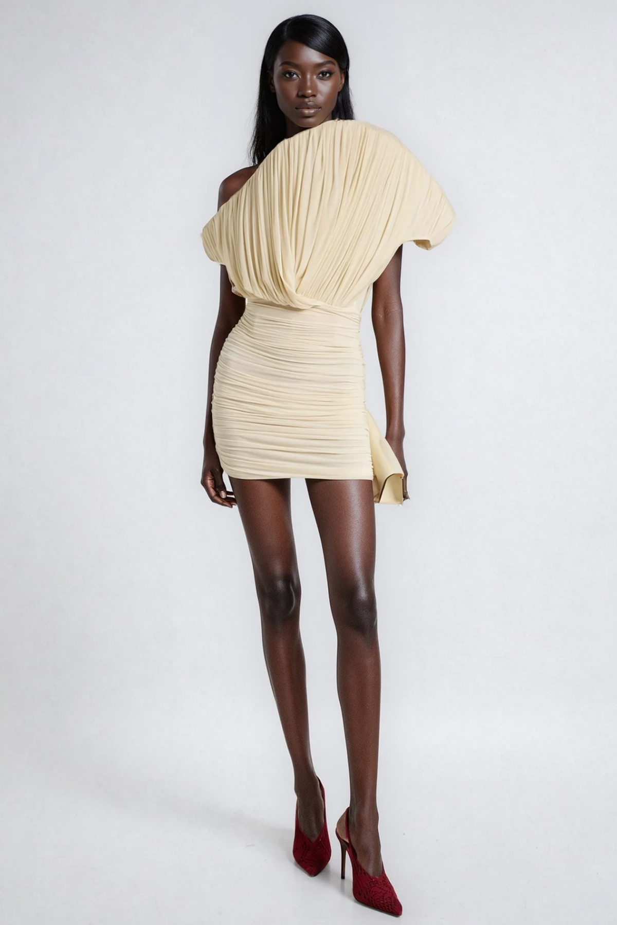 Dorit Ruch Asymmetric Mini Dress In Butter Yellow