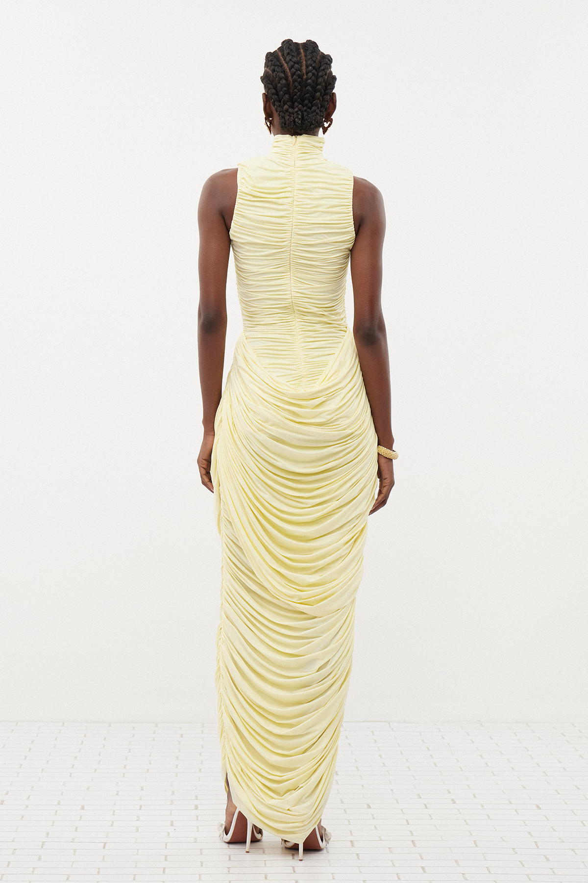 Doroteya Sleeveless Flower Ruch Maxi Dress