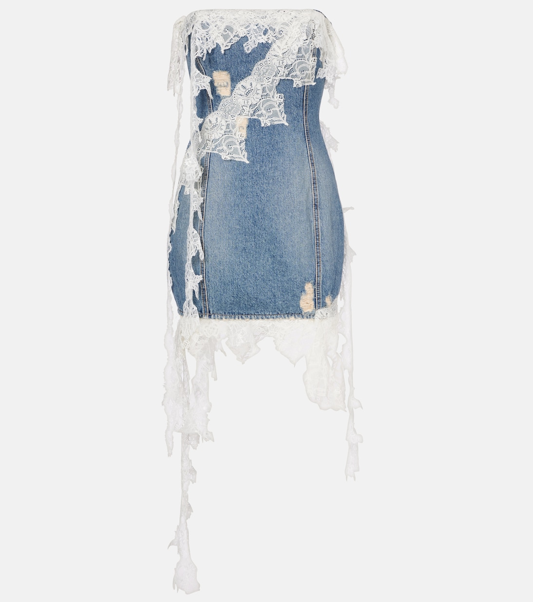 Dorris Lace Deconstruct Denim Mini Dress