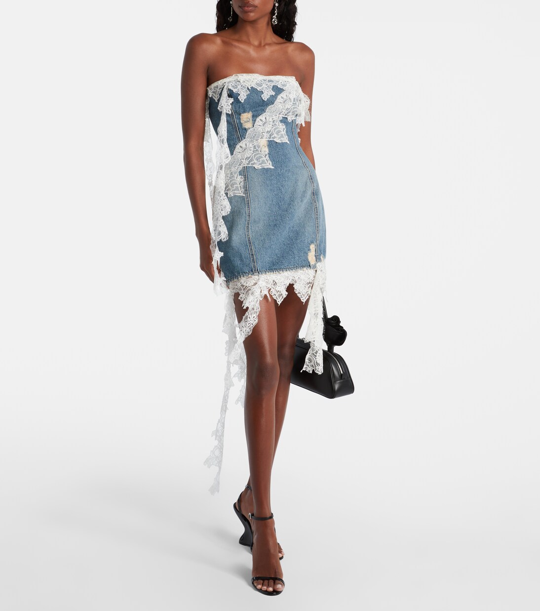 Dorris Lace Deconstruct Denim Mini Dress
