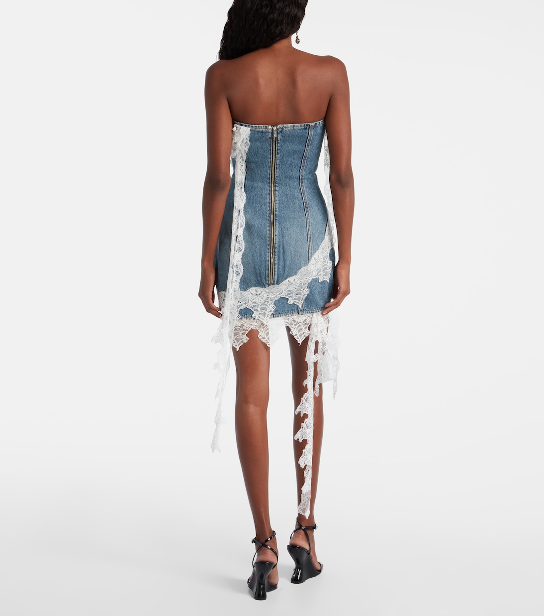 Dorris Lace Deconstruct Denim Mini Dress