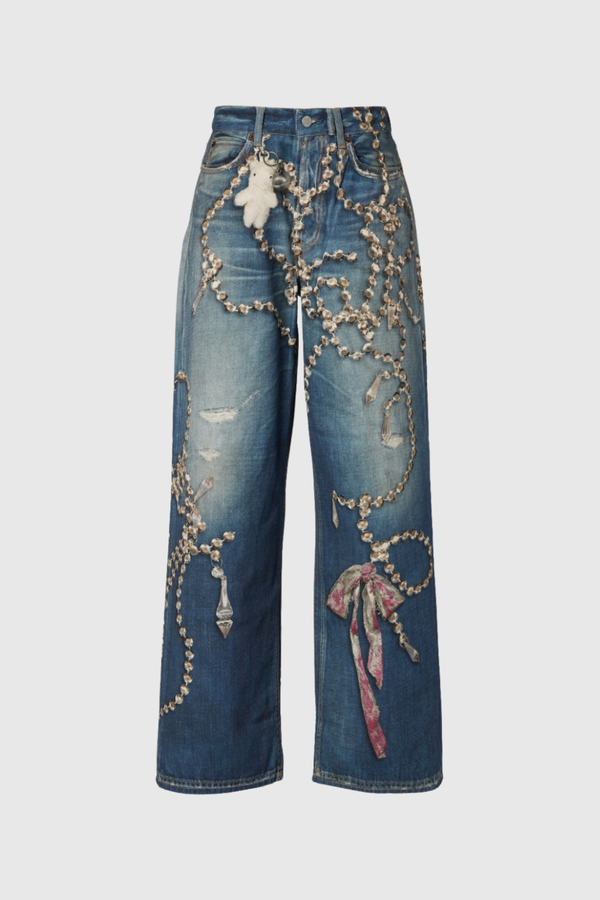Dorrit Print Bleached Jeans In Dark Blue