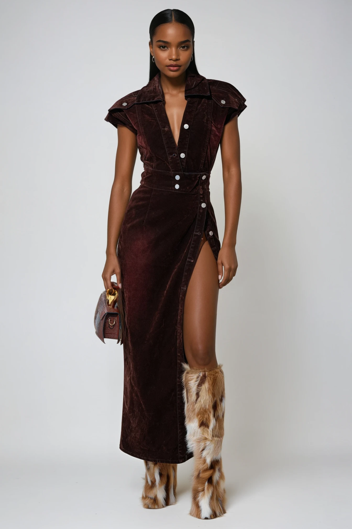 Dorte Plunge High Split Maxi Dress