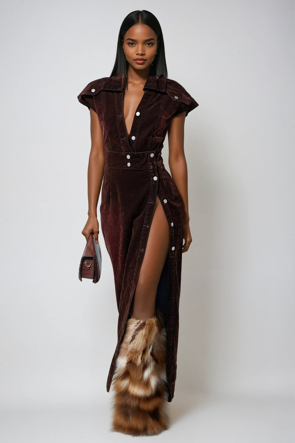 Dorte Plunge High Split Maxi Dress