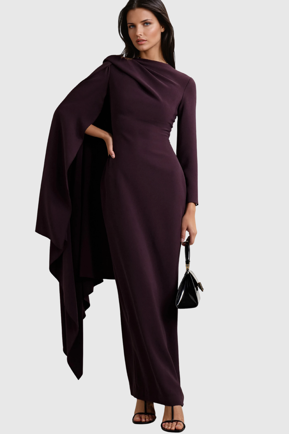 Dosia Asymmetric Shawl Maxi Dress