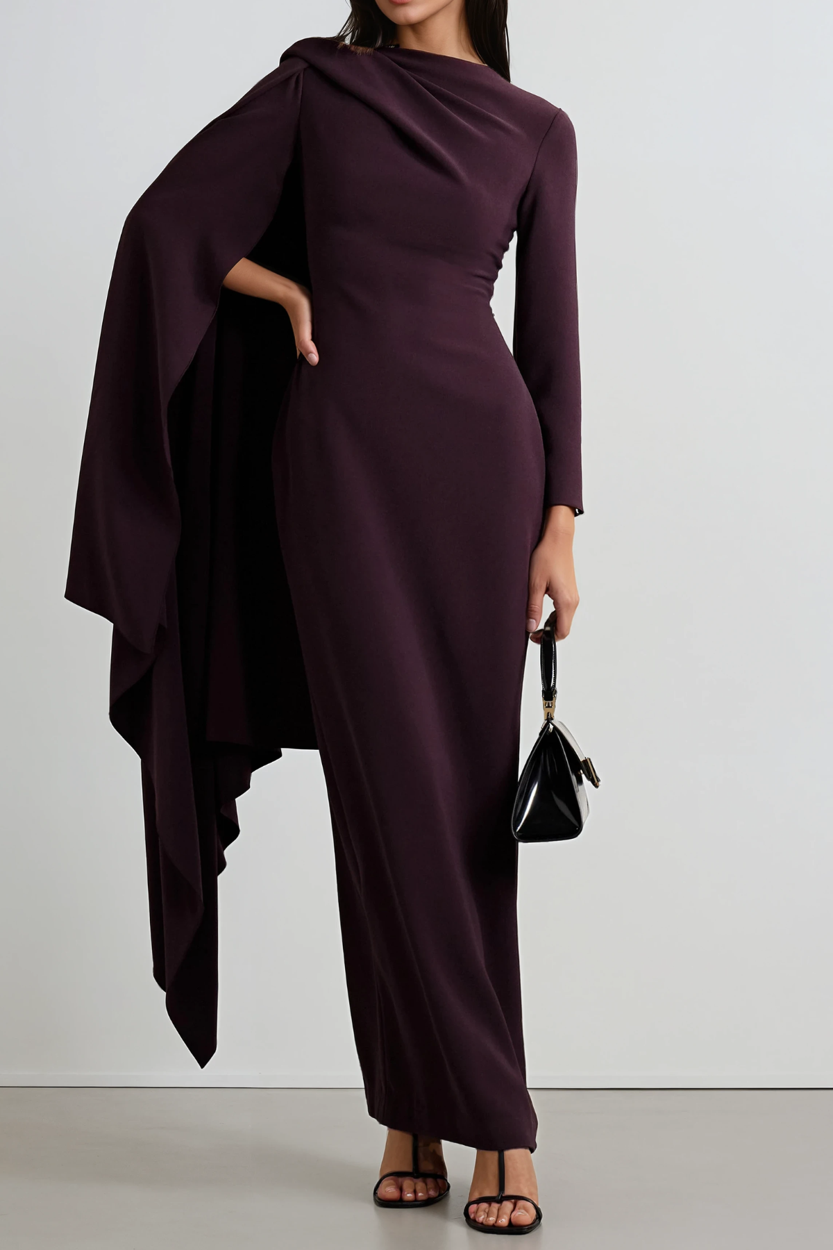 Dosia Asymmetric Shawl Maxi Dress