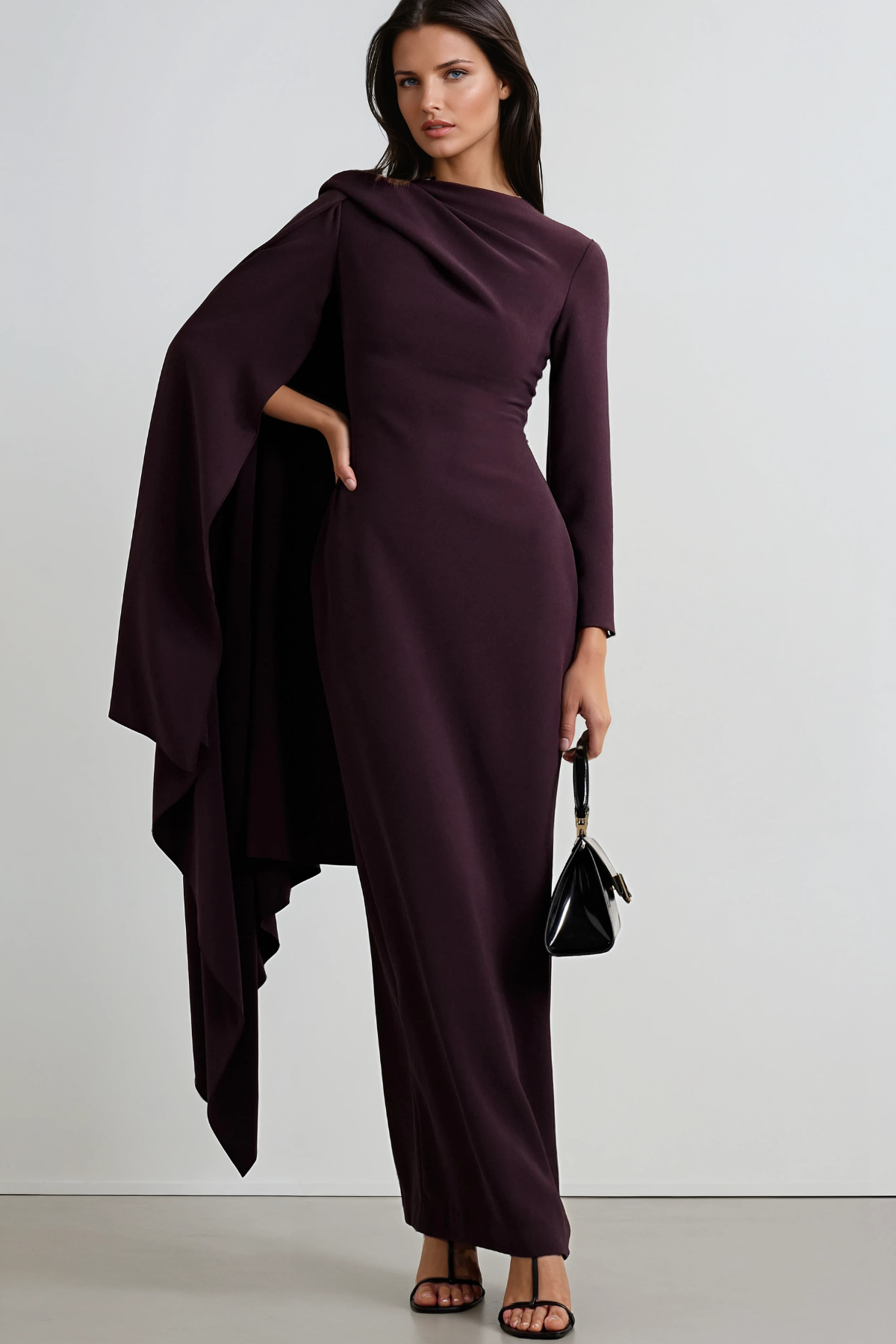 Dosia Asymmetric Shawl Maxi Dress