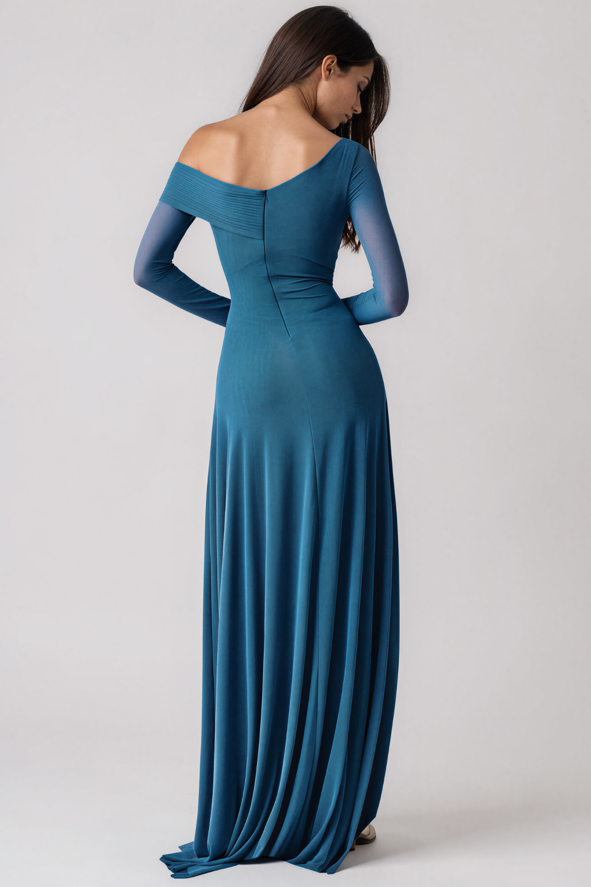Douglass One Shoulder Ruch Fringe Maxi Dress