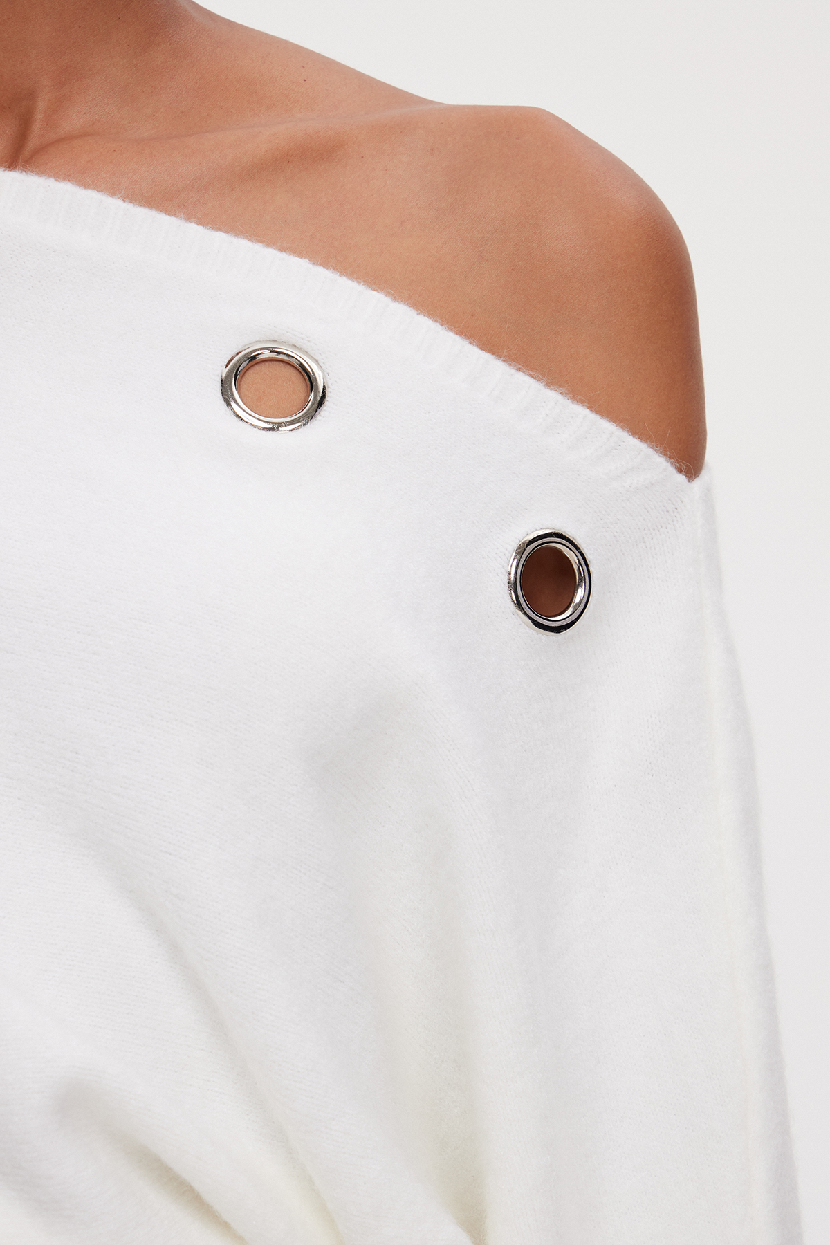 Dov Eyelet Knit Mini Dress In White