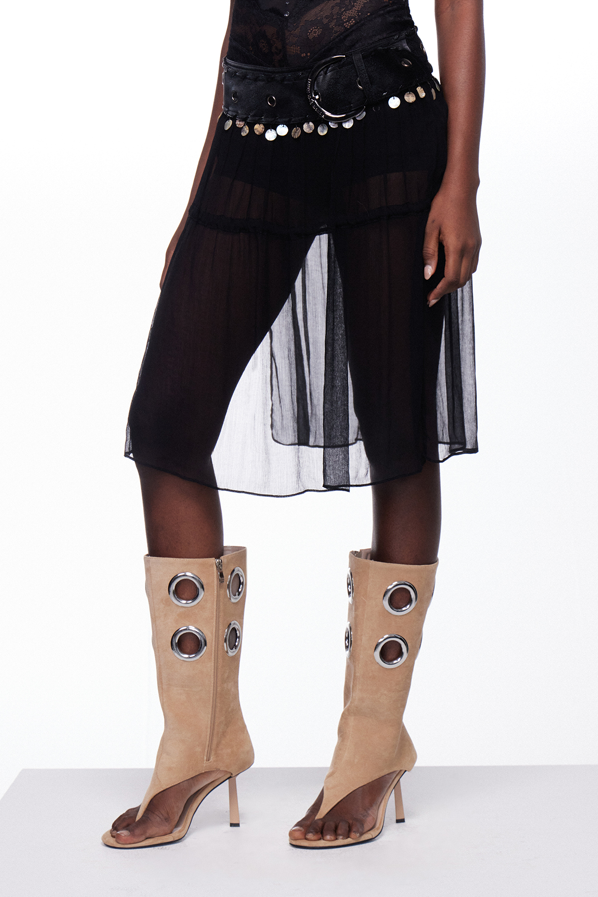 Dragica Deconstruct Sequin Mesh Midi Skirt