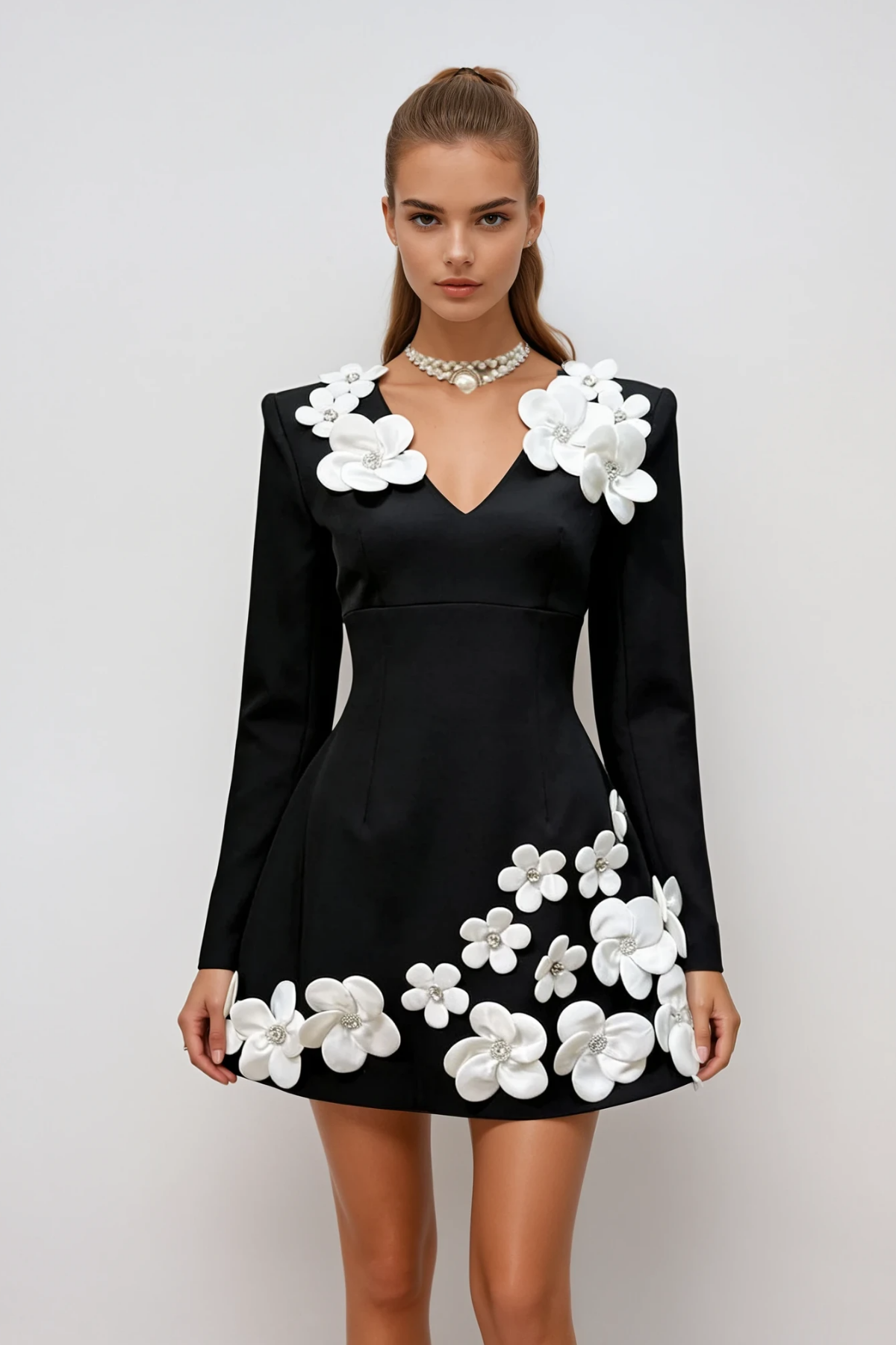 Drake Long Sleeve Flower Mini Dress