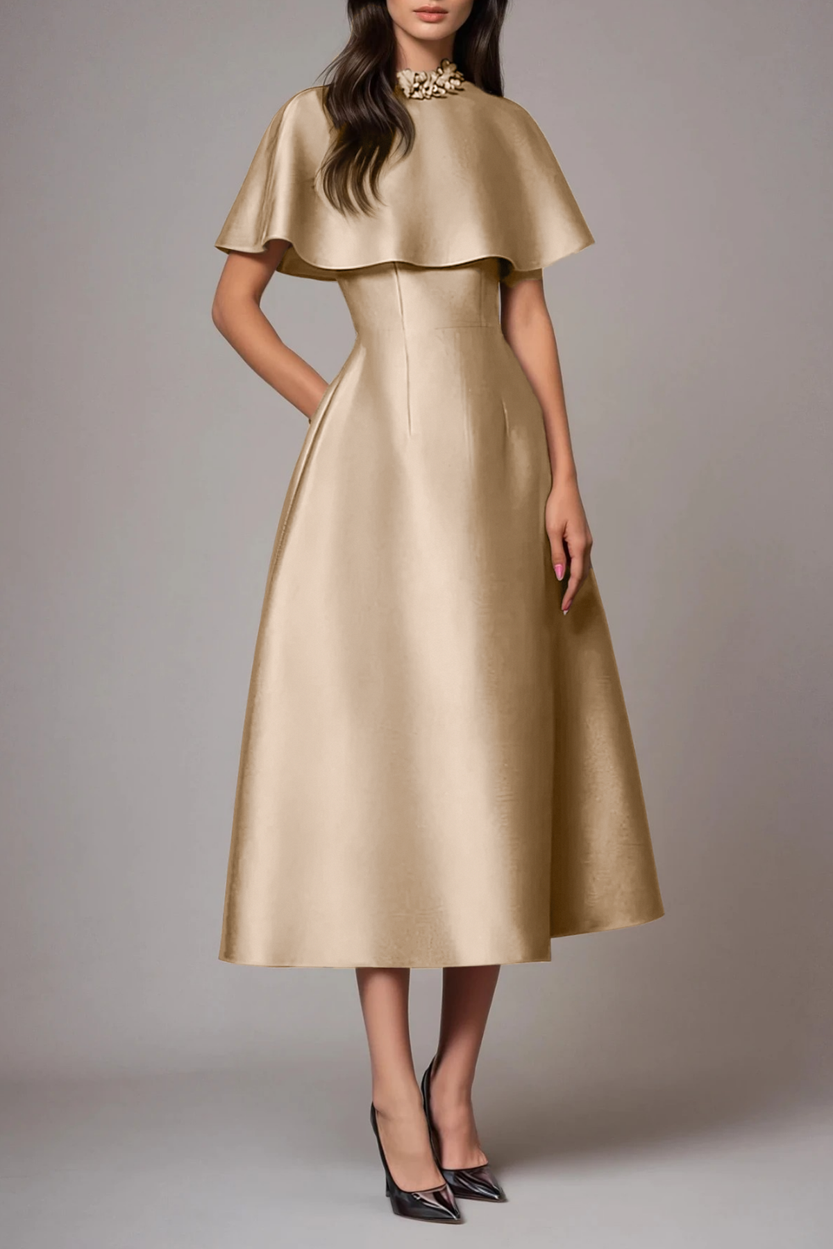 Drest Flower Shawl Midi Dress