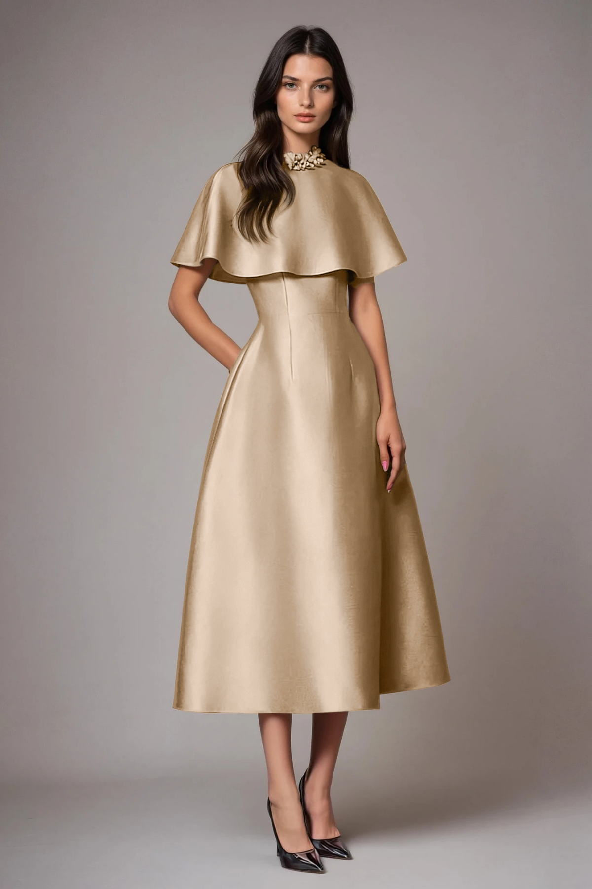 Drest Flower Shawl Midi Dress