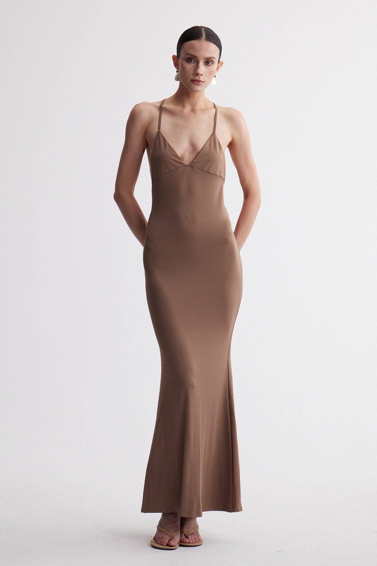 Drika Backless Chain Sequin Maxi Dress