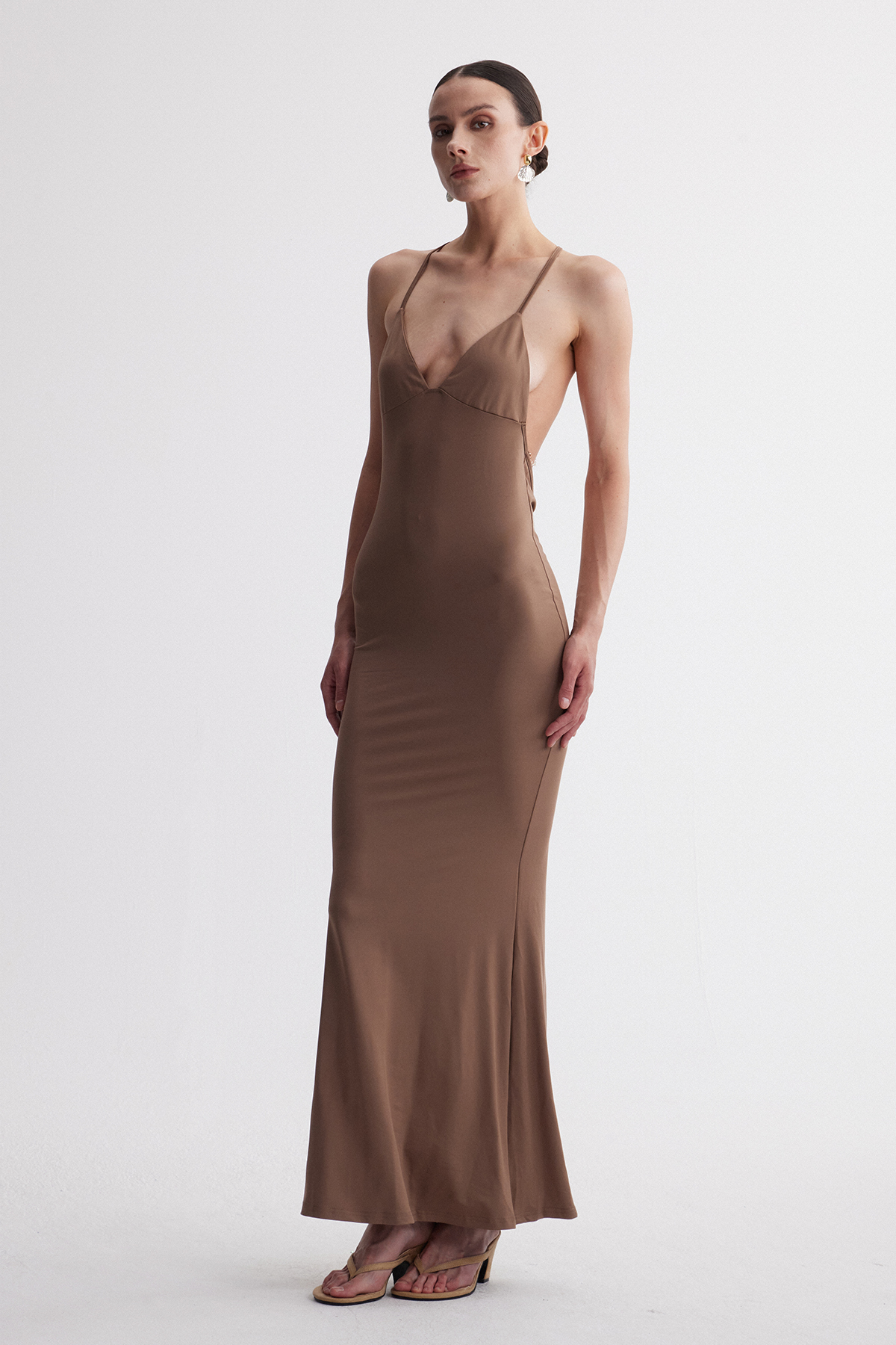 Drika Backless Chain Sequin Maxi Dress