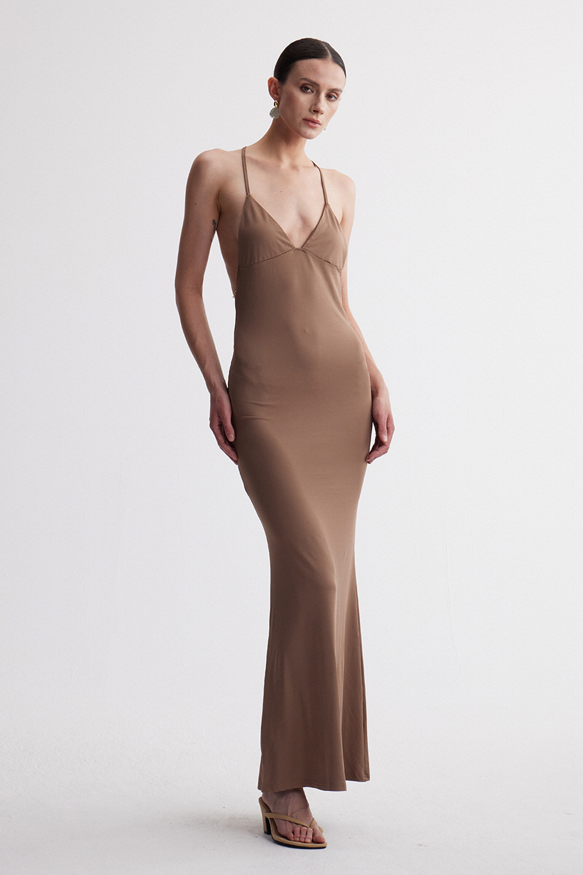 Drika Backless Chain Sequin Maxi Dress