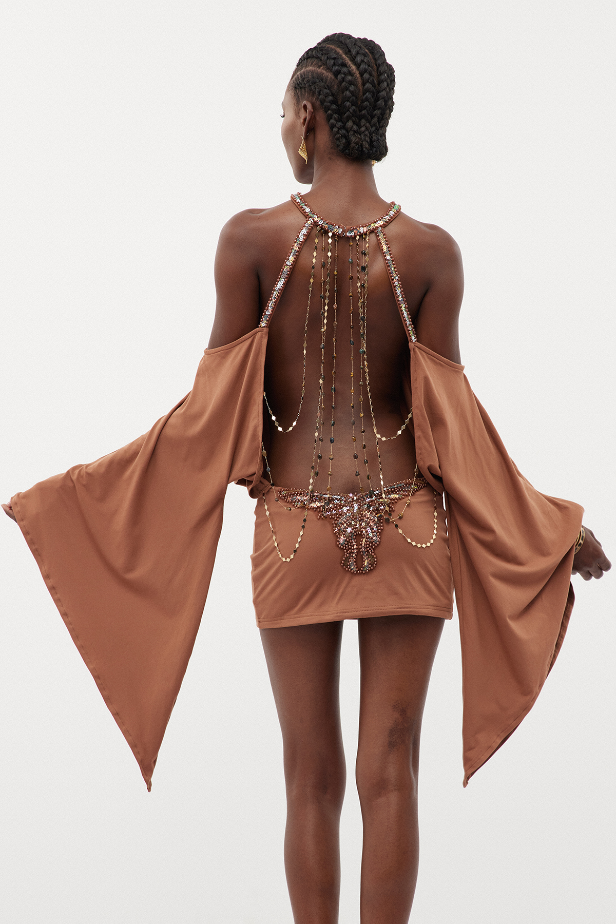 Drika Backless Chain Sequin Mini Dress