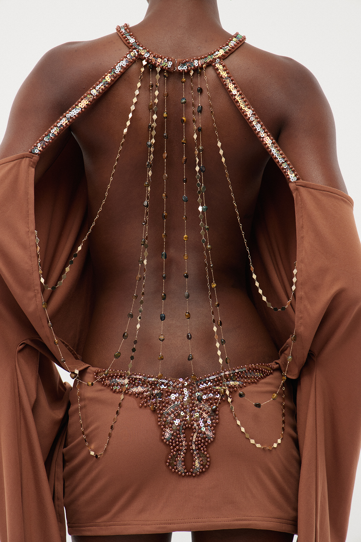 Drika Backless Chain Sequin Mini Dress