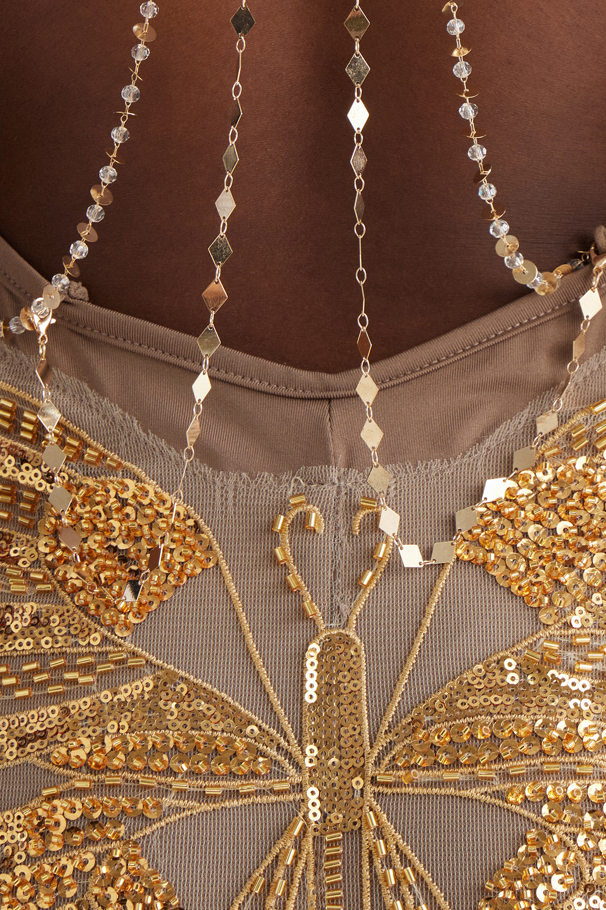 Drika Backless Chain Sequin Playsuit