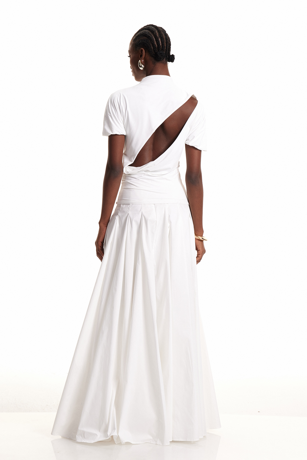 Drita Cutout Ruch Flared Maxi Dress