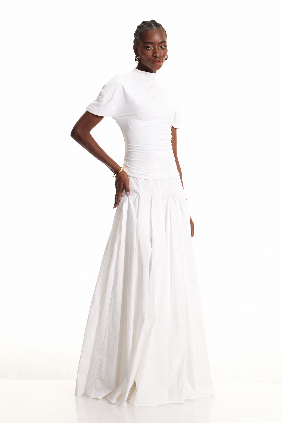 Drita Cutout Ruch Flared Maxi Dress