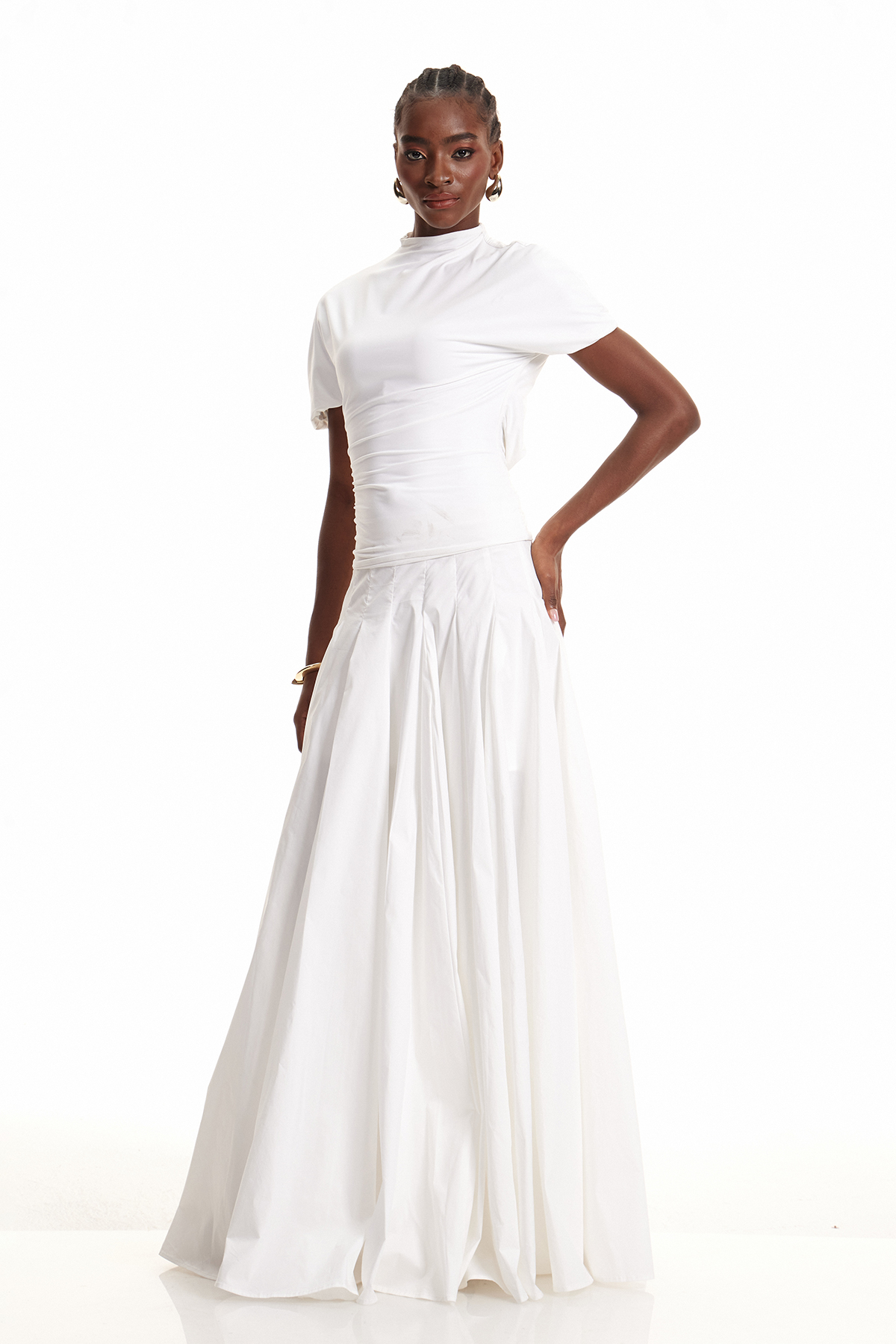 Drita Cutout Ruch Flared Maxi Dress